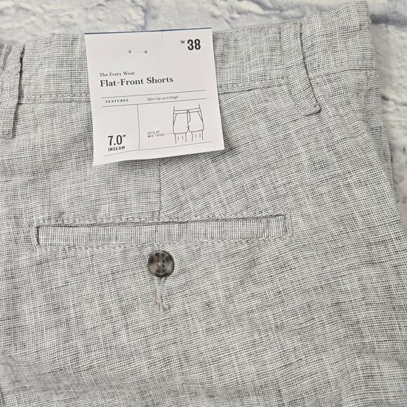 NWT Goodfellow Men's Linen Blend Shorts Gray Flat Front Every Wear Preppy sz 38 - Picture 5 of 9